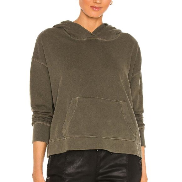 James Perse Olive Green Relaxed Crop Hoodie - Picture 1 of 5
